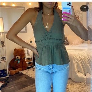 Green halter top